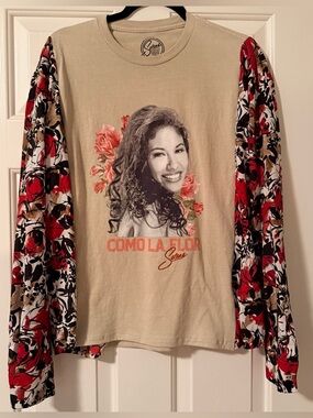 Upcycled Selena Rock Top Karl Lagerfeld Roses Sleeves OSFM OOAK